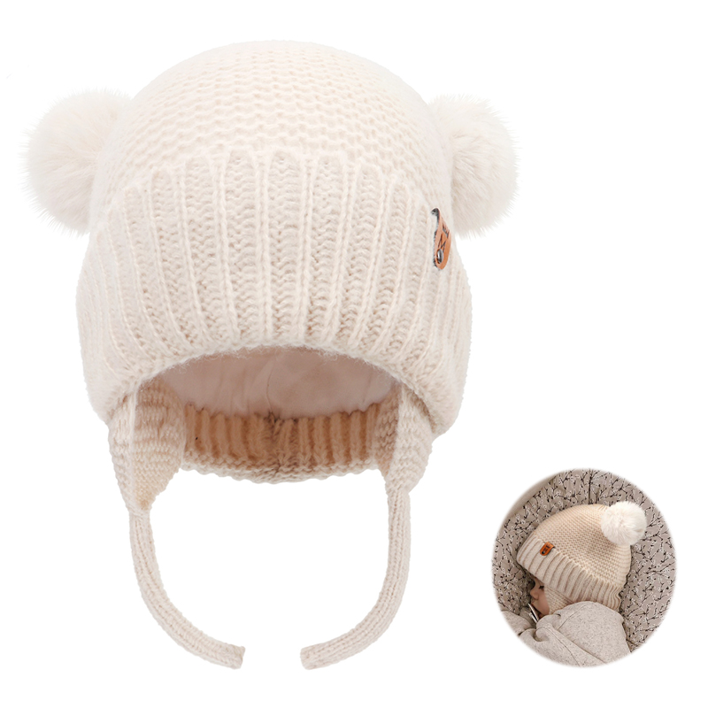 아기 양모 모자 귀여운 모피 공 귀 보호 모자 어린이  - Infant Beanie Hat With Ears 리뷰 및 가격